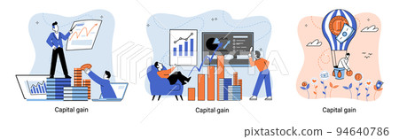 Capital gain metaphor, net income, monetary... - Stock Illustration ...