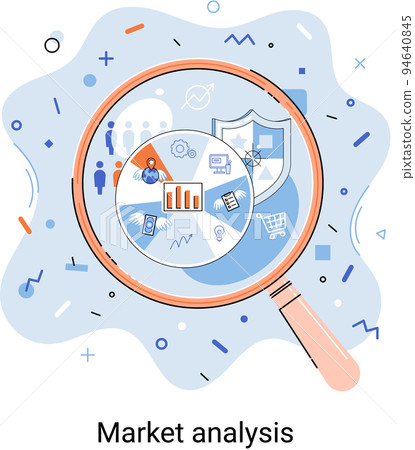 Market statistics data analysis marketing strategy development metaphor. Business research, problems solving Market statistics data analysis marketing strategy development metaphor. Business research, problems solving 94640845