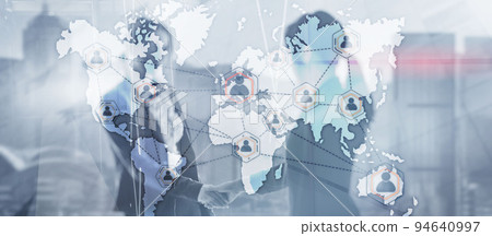 Global Outsourcing Resources Business Internet Technology Concept On city people background 94640997