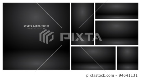 Empty black studio abstract backgrounds with spotlight effect. Product showcase backdrop. Stage lighting. Vector illustration Empty black studio abstract backgrounds with spotlight effect. Product showcase backdrop. Stage lighting. Vector illustration 94641131