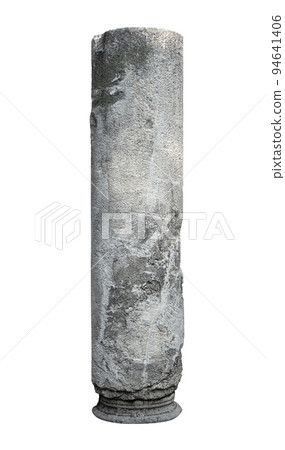 large damaged antique architectural stone column isolated on white background large damaged antique architectural stone column isolated on white background 94641406