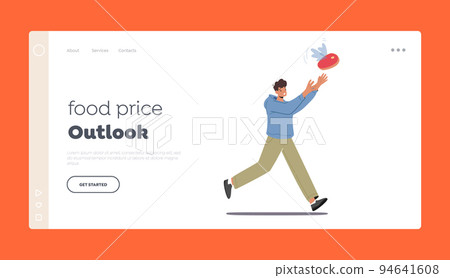 Food Price Outlook Landing Page Template. Male Characters Chase Groceries Rising Up on Balloon. Food And Price Inflation Food Price Outlook Landing Page Template. Male Characters Chase Groceries Rising Up on Balloon. Food And Price Inflation 94641608