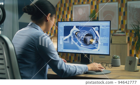 Woman working on 3D modeling project 94642777