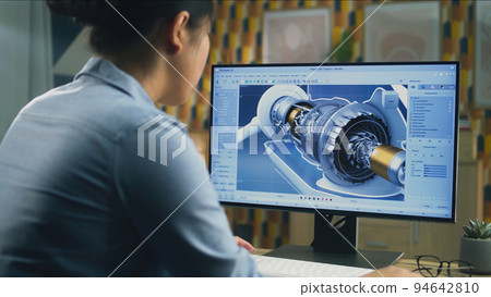 Woman working on 3D modeling project Woman working on 3D modeling project 94642810