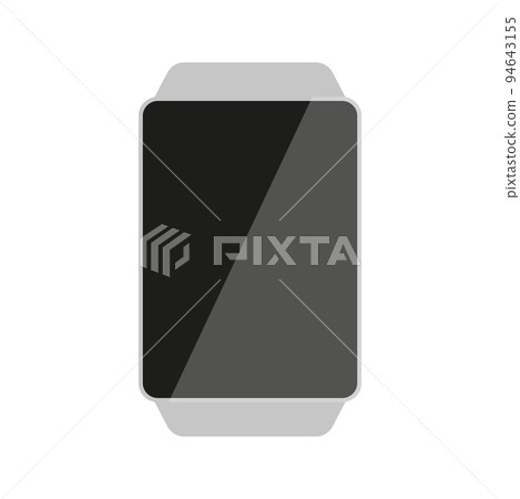 Smart watch fitness tracker mockup silver black flat. Modern techno accessory tracking day nighttime active sport time management wristwatch black touchscreen blank fill app ad concept bracelet layout 94643155