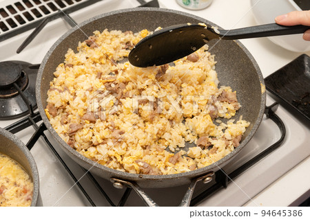 fried rice cooking scene fried rice cooking scene 94645386