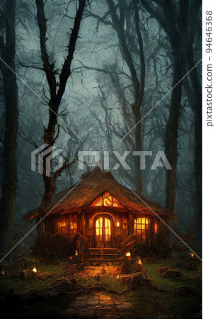 A house where a witch seems to live fantasy art concept art "AI-generated image" 94646368