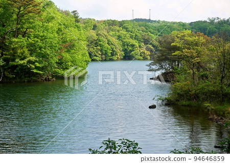 Scenery of Lake Ippeki in the remaining spring 94646859
