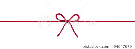 Background texture of red yarn tied with a ribbon 94647679