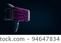 Human wearing virtual reality glasses looking at the hologram of the circuit pattern. 94647834