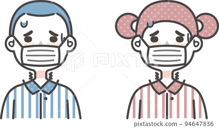 child sick cold sore throat wear mask 94647836