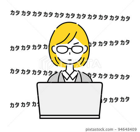 Business woman typing without thinking Business woman typing without thinking 94648409