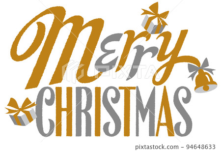 Merry Christmas fashionable gold and silver logo letters 94648633