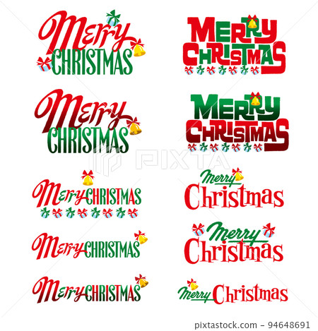 聖誕快樂時尚紅色和綠色標誌字母集 94648691