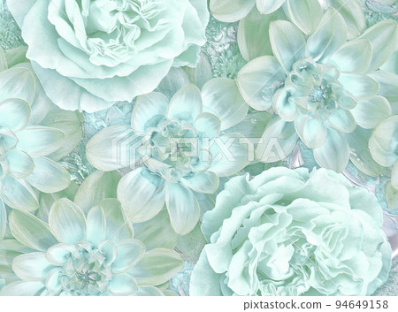 薄荷綠玫瑰和大麗花的救濟 94649158