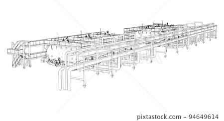 Sketch of industrial equipment. Vector 94649614