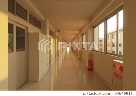 放學後放學後的無人走廊,夕陽照耀/學校位置、青春和懷舊的概念形象 放學後放學後的無人走廊,夕陽照耀/學校位置、青春和懷舊的概念形象 94649911