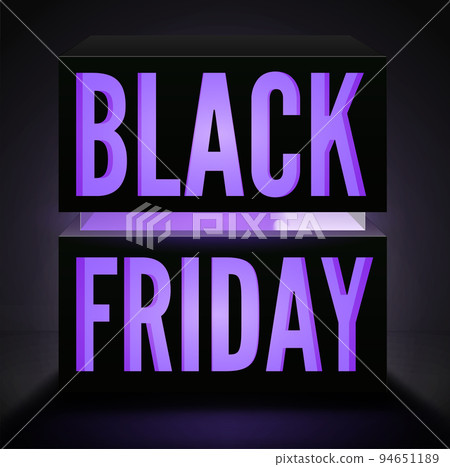 Black friday square vector banner with stylish violet neon light box Black friday square vector banner with stylish violet neon light box 94651189