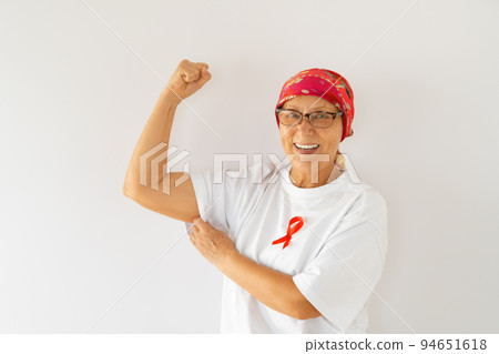 woman with red satin ribbon woman with red satin ribbon 94651618