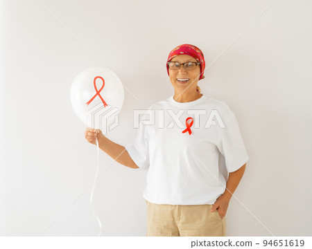 woman with red satin ribbon woman with red satin ribbon 94651619