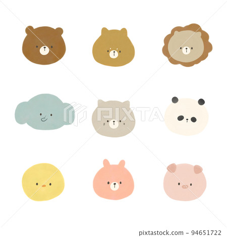 可愛的動物臉手繪插畫素材集 可愛的動物臉手繪插畫素材集 94651722