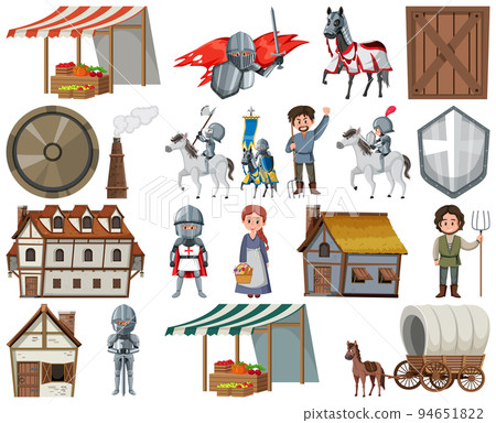 Medieval cartoon characters and objects Medieval cartoon characters and objects 94651822