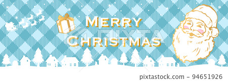 橫幅聖誕聖誕老人城市景觀剪影框架背景可愛插圖素材 94651926