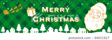 橫幅聖誕聖誕老人城市景觀剪影框架背景可愛插圖素材 94651927