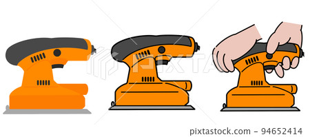Illustration set of electric sander Illustration set of electric sander 94652414