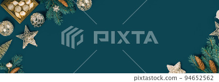 Christmas and New Year rich golden ornaments banner. 94652562