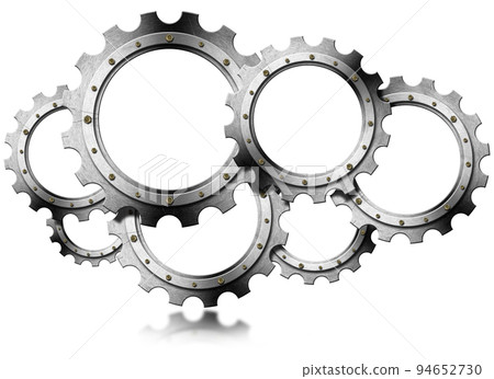 Group of Metal Gears Isolated on White Background Group of Metal Gears Isolated on White Background 94652730