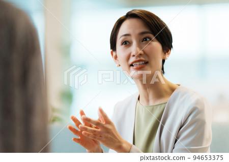 Female manager being interviewed Female manager being interviewed 94653375