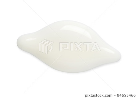 A sample of white cosmetic moisturizer. Isolated on a white background. Macrophotography A sample of white cosmetic moisturizer. Isolated on a white background. Macrophotography 94653466
