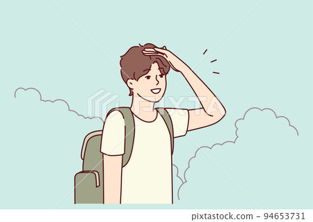 Man with backpack search way Man with backpack search way 94653731