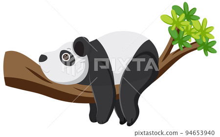 Panda bear lying on tree 94653940