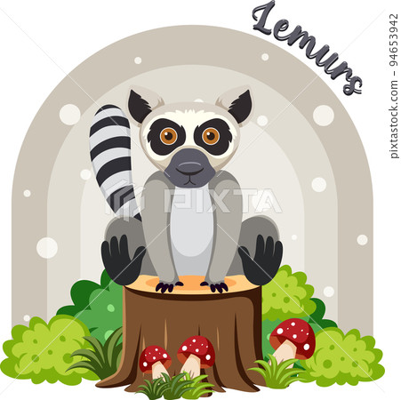 Cute lemur in cartoon flat style 94653942
