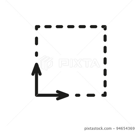 Square area icon. Coordinate axes sign. Coordinate system Flat math graph icon. Measuring land area. Place dimension pictogram. Vector outline illustration isolated on white background Square area icon. Coordinate axes sign. Coordinate system Flat math graph icon. Measuring land area. Place dimension pictogram. Vector outline illustration isolated on white background 94654369
