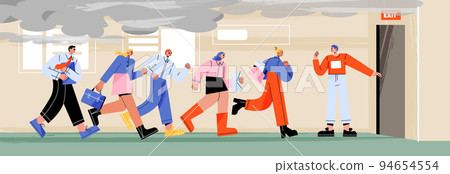 Fire emergency evacuation in office building Fire emergency evacuation in office building 94654554