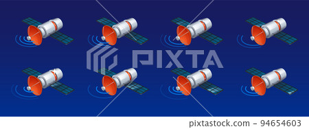 Isometric communication satellite with antenna 94654603