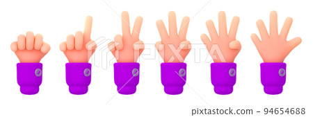 3d render, count fingers, set of hands counting 3d render, count fingers, set of hands counting 94654688