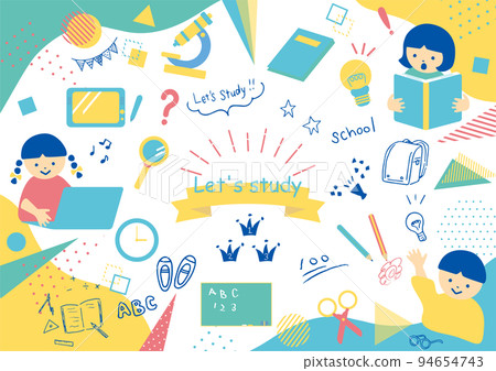 School life icons and children 94654743