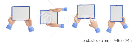 3d hands hold tablet computer with blank screen 94654746