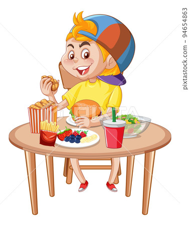 A boy having meal at the table A boy having meal at the table 94654863