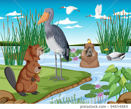 Forest scene with wild animals Forest scene with wild animals 94654864