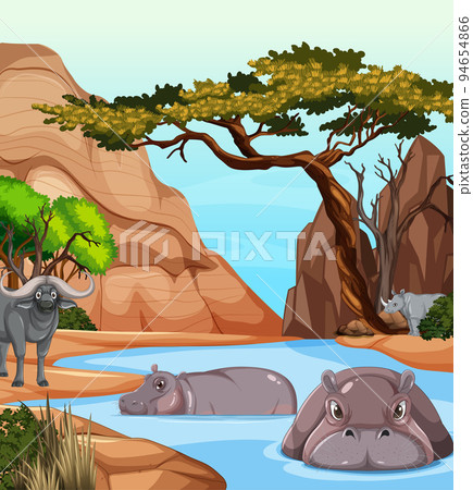 Dryland forest with animals Dryland forest with animals 94654866