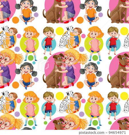 Children cartoon character seamless pattern Children cartoon character seamless pattern 94654971
