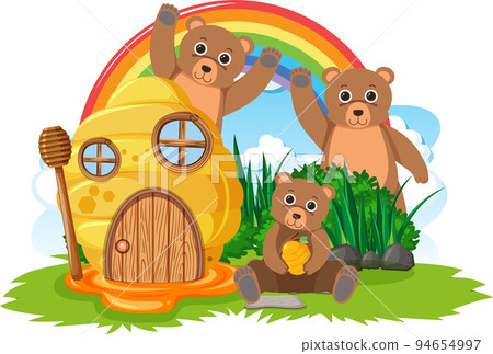 Three bears with beehive house 94654997