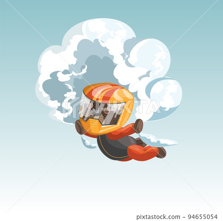 Vector image of a bear in an outfit that flogs in the air. Concept. Cartoon style. EPS 10 94655054