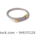 Spiral silver bangle decorated with golden 94655528
