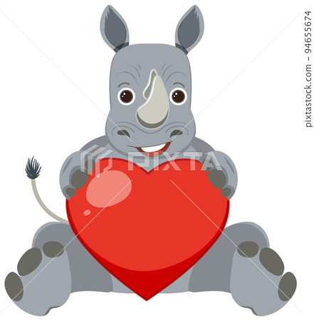 Rhinosaurus holding heart in cartoon style Rhinosaurus holding heart in cartoon style 94655674